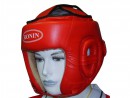 Шлем боевой "RONIN" нат. кожа красный. синий (M.L) класс ЛЮКС